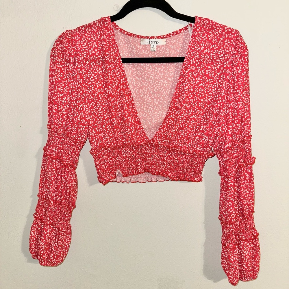 INTO Red Floral Women's Crop Top